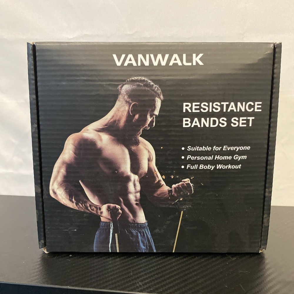 VANWALK Branded Resistance‎ Bands Set 11 PCS  Bands w Handles Ankle Straps & Bag